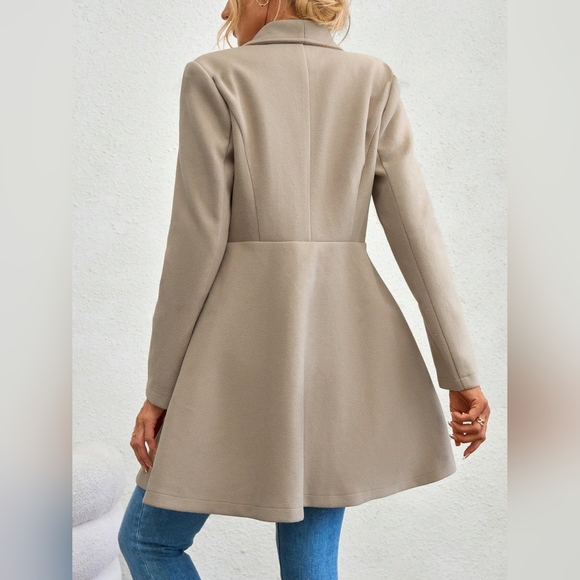 Collared Neck Button Up Long Sleeve Coat - Picture 3 of 7